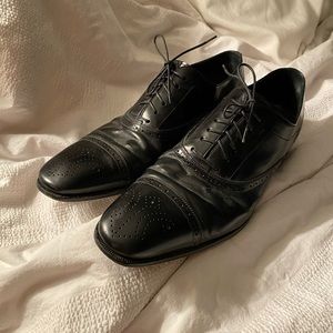 Black Leather Ferragamo Oxford Shoes